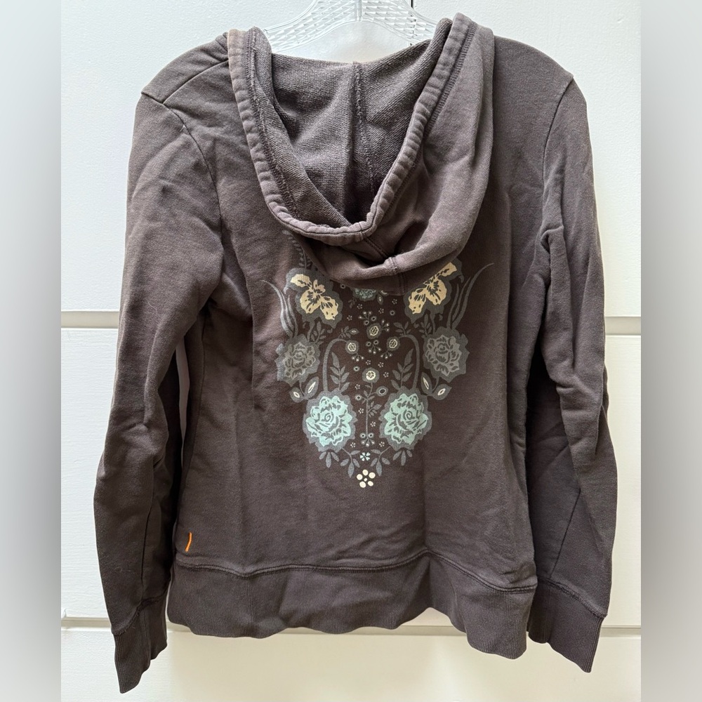 Beautiful Lucy brown hoodie with bird design on front and back in size small - Picture 5 of 9